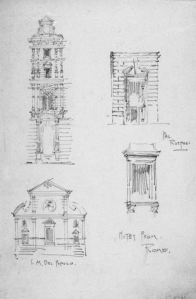 ローマからのメモ、1891年 作： Charles Rennie Mackintosh