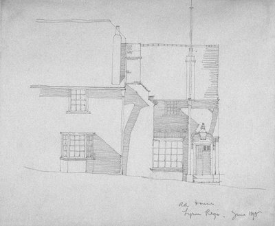 Old House、ライムレジス、ドーセットシャー、1895年（トレーシングペーパーに鉛筆） 作： Charles Rennie Mackintosh