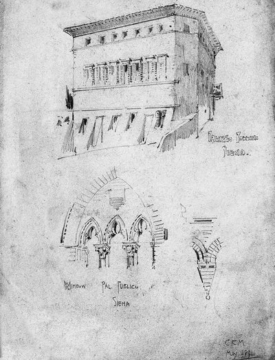 ポリーニ宮とシエナのプッブリコ宮殿の窓、1891年 作： Charles Rennie Mackintosh