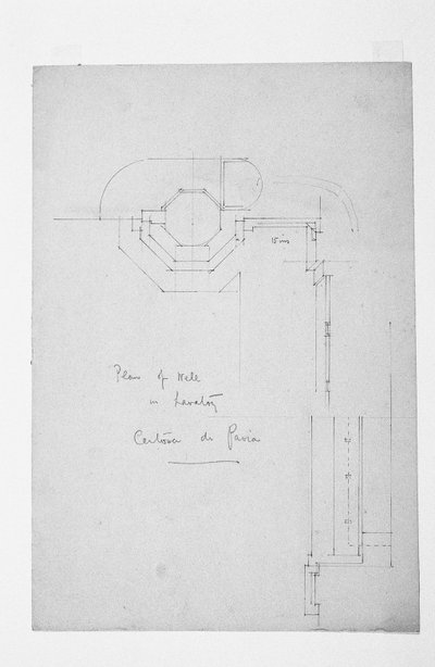 洗面所の井戸の計画、チェルトーザディパヴィーア、1891年 作： Charles Rennie Mackintosh