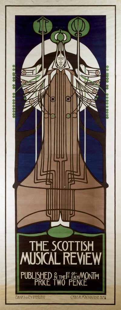 スコットランド・ミュージカル・レビューの宣伝ポスター 作： Charles Rennie Mackintosh