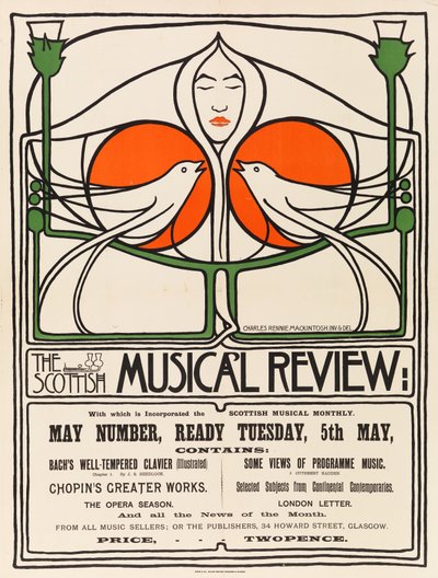 スコットランド・ミュージカル・レビュー（平面版画、リトグラフ、紙） 作： Charles Rennie Mackintosh