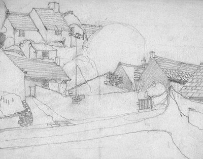 イギリスの村のスケッチ、1920年頃 作： Charles Rennie Mackintosh
