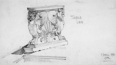 テーブル脚、1891 作： Charles Rennie Mackintosh