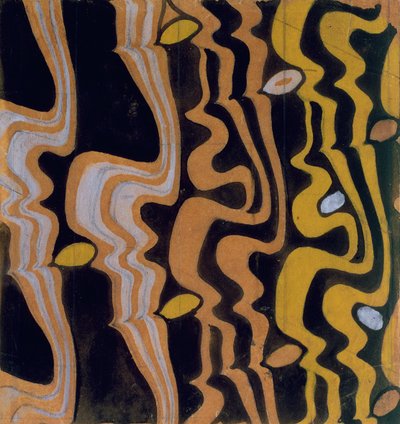テキスタイルデザイン（茶色の紙にトイレと鉛筆） 作： Charles Rennie Mackintosh