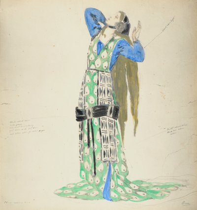 ルモートドゥティンタジールのベレンジェールの衣装デザイン、1912年（紙にトイレ） 作： Charles Ricketts