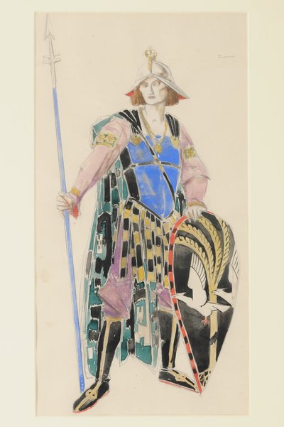 トリスタンの衣装デザイン、1920（紙にトイレ） 作： Charles Ricketts