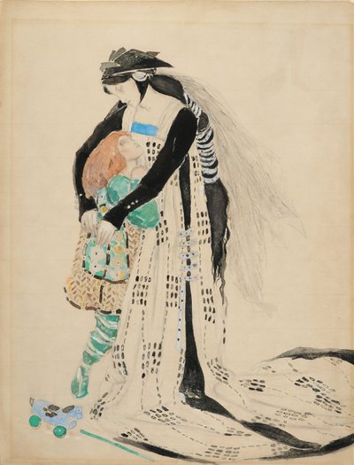 ティンタジレスの死のための衣装デザイン、1912年（紙にトイレ） 作： Charles Ricketts