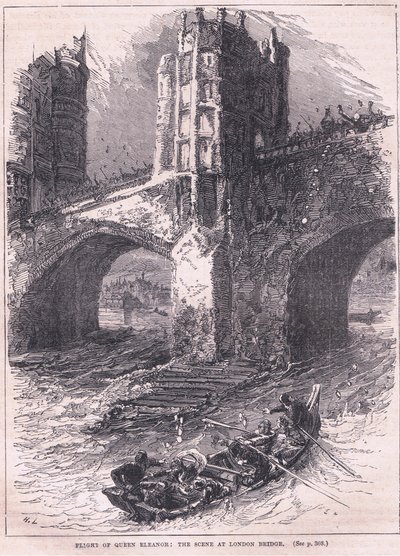 クイーンエレノアの飛行：ロンドン橋AD 1263でのシーン 作： Charles Ricketts