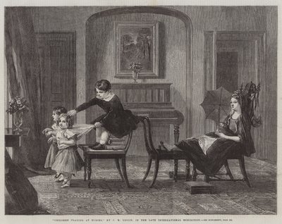 後半の国際展示会で馬で遊んでいる子供たち 作： Charles Robert Leslie