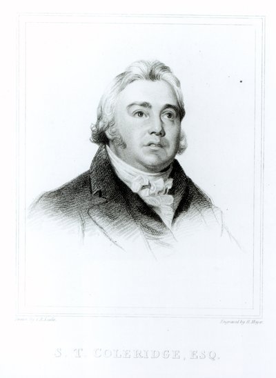 ヘンリーマイヤー（1782-1847）によって彫刻されたサミュエルテイラーコールリッジ（1772-1834）の肖像画 作： Charles Robert Leslie