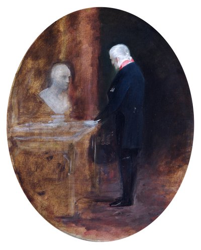 「ナポレオンの胸像を見るウェリントン公爵」、19 世紀 作： Charles Robert Leslie