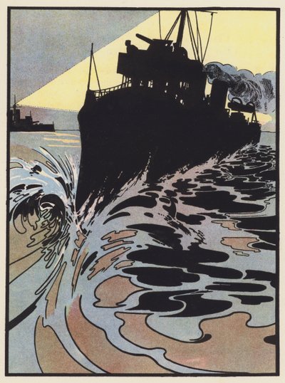 サーチライトから脱出しようとする駆逐艦 作： Charles Robinson