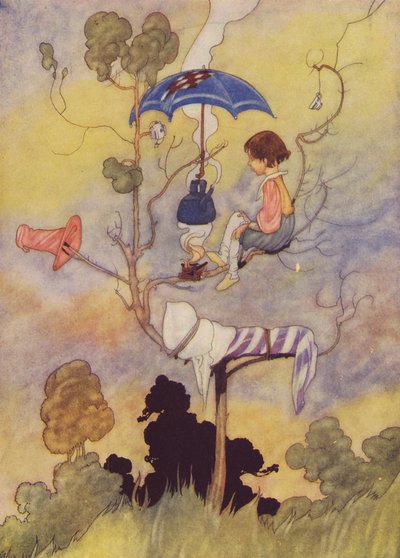 監視された鍋は沸騰しない（カラーリトグラフ） 作： Charles Robinson