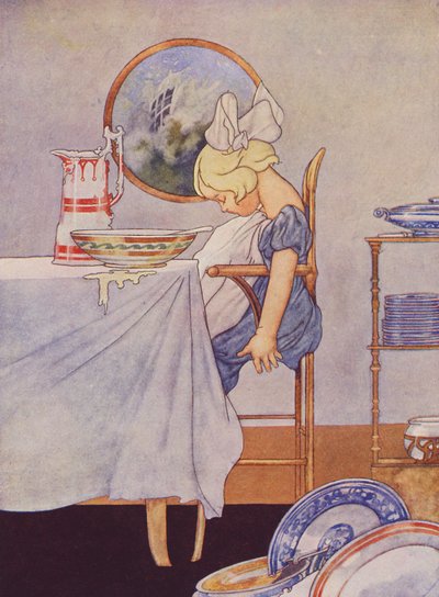 夕食後、しばらく休む（カラーリトグラフ） 作： Charles Robinson