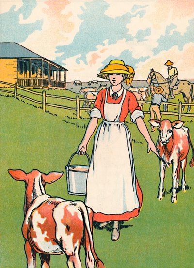 オーストラリアの酪農場、1912 作： Charles Robinson
