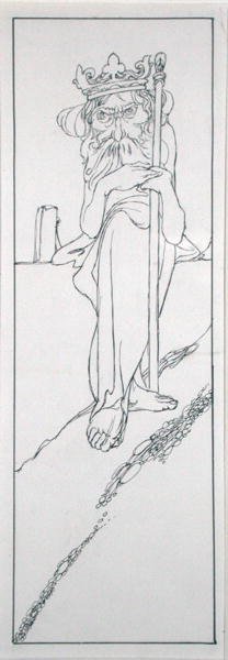 J.M.デント著「妖精の国の真の年代記-ヘルラ王の治世」（1900年刊）の挿絵（ペン＆インク）。 作： Charles Robinson