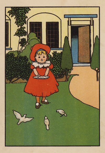 赤ちゃんと鳥』のイラストレーション（カラーリトグラフ） 作： Charles Robinson