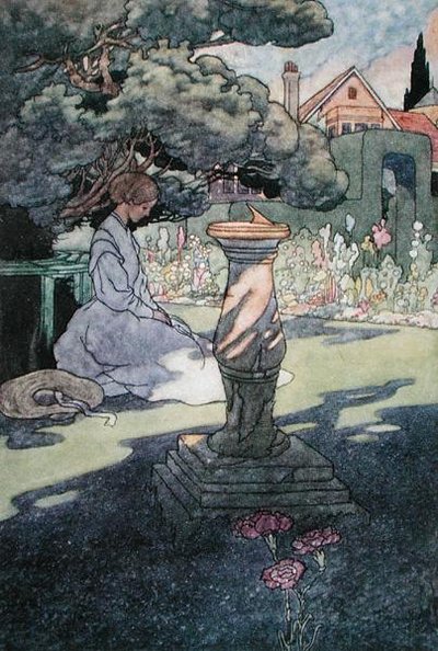 1912年に出版された「太陽の最後の光」（カラーリトグラフ） 作： Charles Robinson