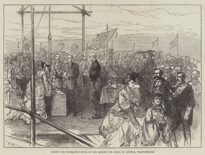 ウォリックシャーのノウルで馬鹿のための亡命の基礎石を置く 作： Sir John Charles Robinson