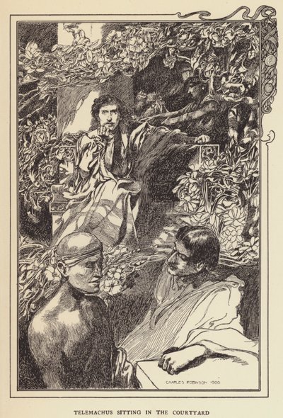 中庭に座っているテレマコス 作： Sir John Charles Robinson
