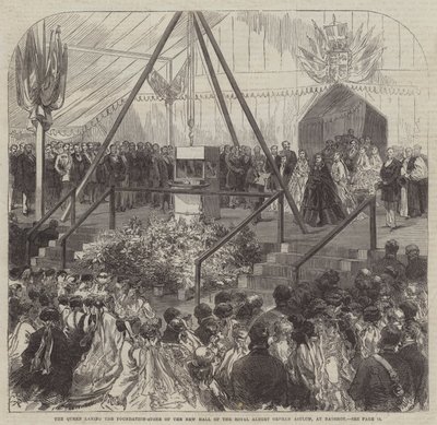 ロイヤルアルバートオーファンアサイラムの新しいホールの基礎石をバグショットに置く女王 作： Sir John Charles Robinson