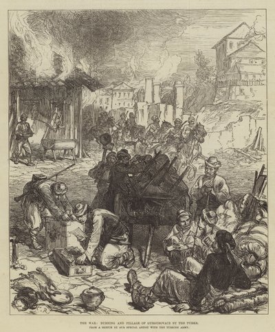 トルコ人によるグルグソヴァチの戦争、燃えそして略奪 作： Sir John Charles Robinson