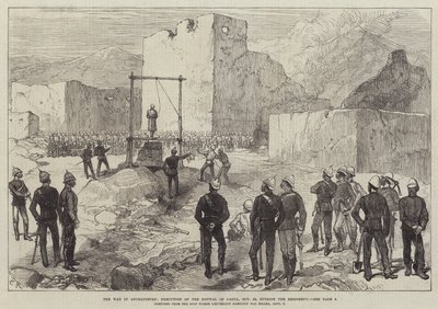 アフガニスタンでの戦争、10月26日、居住地外でのカブールのコトワルの処刑 作： Sir John Charles Robinson