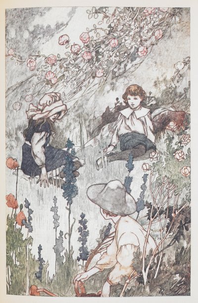 秘密の花園の子供たちメアリー・レノックス、コリン・クレイヴン、ディコン・サワービー。 作： Charles Robinson