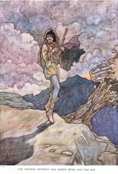 北風と太陽の間のコンテスト、1930年代 作： Charles Robinson