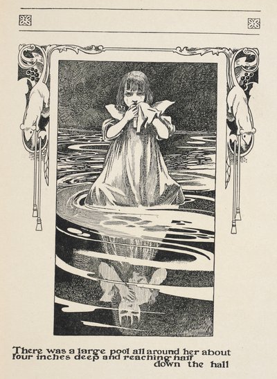 彼女の周りには大きなプールができていた。
アリスは涙を流して泣いていた。 作： Charles Robinson