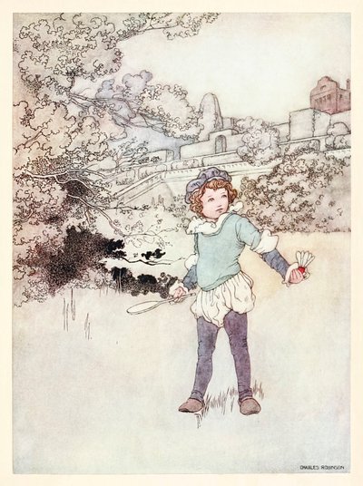 ウィリアム・シェイクスピアの歌とソネットの「A Revival - When Forty Winters Shall Besiege Thy Brow」の口絵「This fair child of my」 作： Charles Robinson
