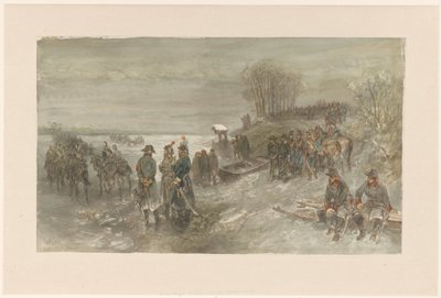 凍った川を渡るフランス軍 作： Charles Rochussen