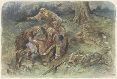 負傷したアダルベルトが運び去られる 作： Charles Rochussen