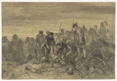 ボズワースの戦場で発見されたイングランド王リチャード 3 世の死体、1485 年 作： Charles Rochussen