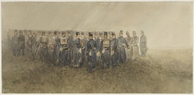 荒野での歩兵大隊の一時停止 作： Charles Rochussen