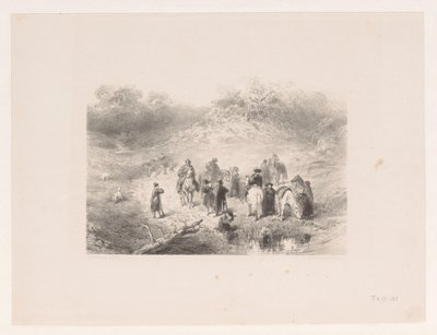 砂丘の風景の中のライダー 作： Charles Rochussen