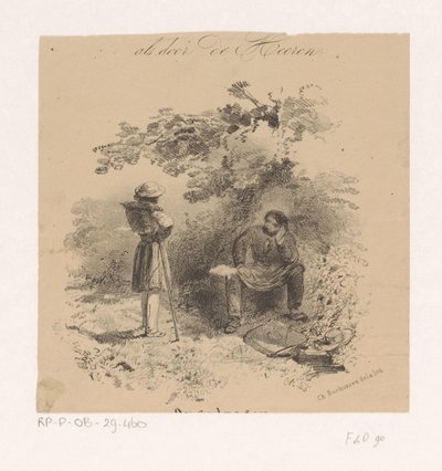 他のアーティストとの会話で画家を休ませる オランダの最も有名な画家たちの絵画、素描、素描のホランシェ派 (シリーズ タイトル) 作： Charles Rochussen