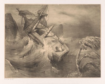 激しい嵐で遭難した船 作： Charles Rochussen