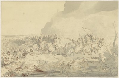 16 世紀の衣装を着た騎兵と歩兵の戦い 作： Charles Rochussen