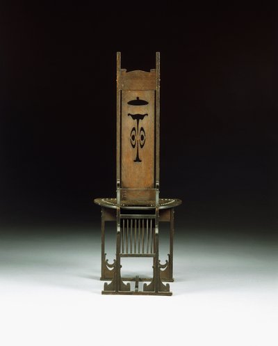 ピアスデザインのサイドチェア、1899年頃（オークの彫刻） 作： Charles Rohlfs