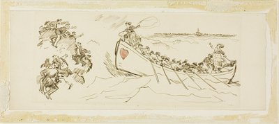 女性でいっぱいの救命ボート 作： Charles Samuel Keene