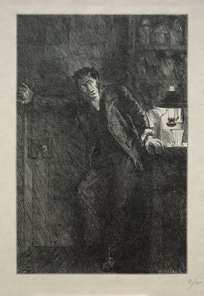 毛皮の裏地付きコート 作： Charles Samuel Keene