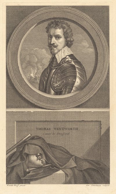 トーマス・ウェントワース、ストラフォード伯 作： Charles Simonneau after Adriaen van der Werff after Sir Anthony van Dyck
