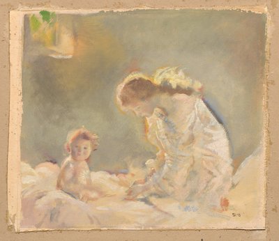 Child Worship》1926年頃（黒鉛の上に油彩、紙） 作： Charles Sims