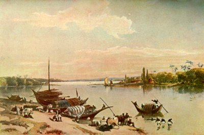 バラックプル-カルカッタ近くのガンジス川、1840年代、1901年。 作： Charles Stewart Hardinge