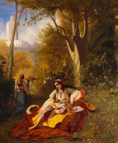アルジェリア人の女性と庭の召使い、1844年 作： Charles Theodore Frere