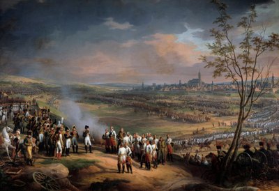 1805年10月20日のウルム市の降伏、皇帝ナポレオン1世はマック将軍の降伏を受け取った詳細。シャルル・テヴナン（1764-1838）による絵画 1815 Sun.2,48 x 3,82 m - 1805年10月20日のウルム市の降伏、皇帝ナポレオン1世が再 作： Charles Thevenin