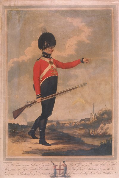 忠実なロンドン志願兵の第 10 連隊の制服を着た軍人像、1804 年 作： Charles Tomkins