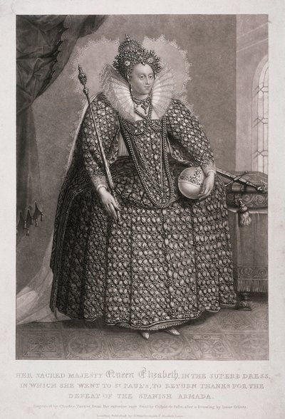 笏とオーブを持つエリザベス女王、1868年 作： Charles Turner